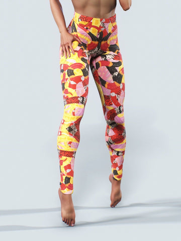 Coral Snakes Tights-High waisted leggings-bootysculpted